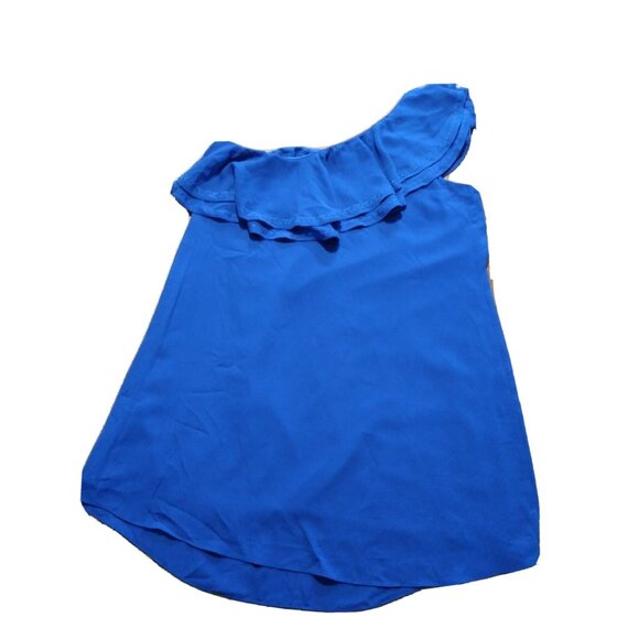 APT. 9 Plus Size 1X One Shoulder Embroidered Ruffle Dress Blue Lined NWT $54 - Picture 3 of 7